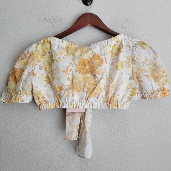 Sofia the Label Sunny Tie Front Crop Top in Yellow Floral size AU 8 NWT - Picture 7 of 10